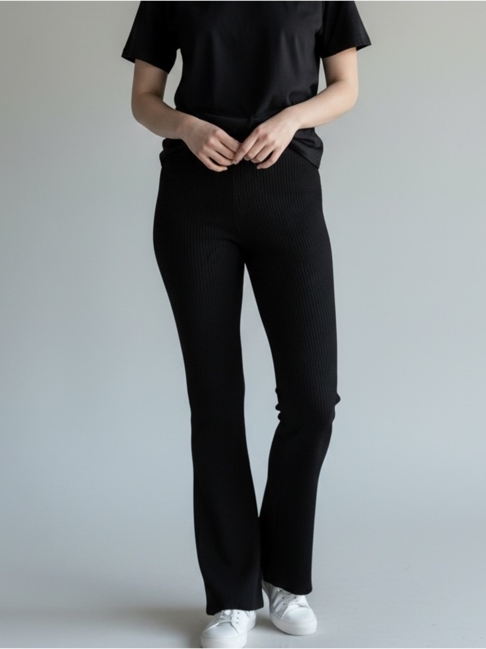 Tiger Mist Wide Leg Flare Black Stretch Pants